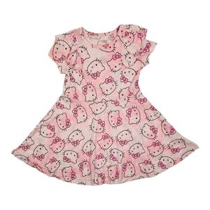 Hello Kitty Pink Graphic Flutter-Sleeve Dress